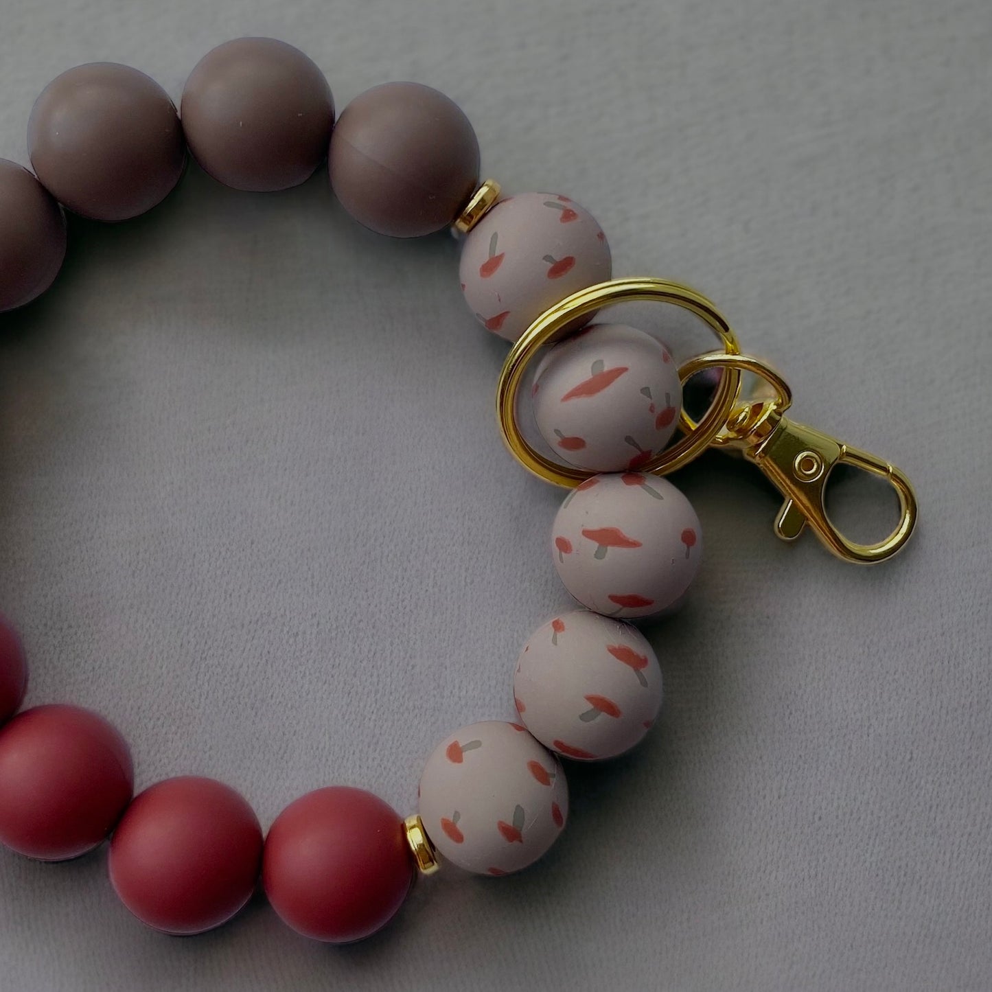 Enchanted Mushroom | Hands-Free Wristlet Keychain | Silicone Beaded Keychain